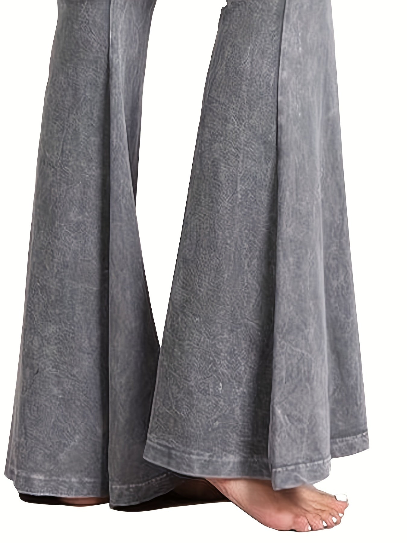 Women's Plus Denim Print High Rise Flare Leg Pants