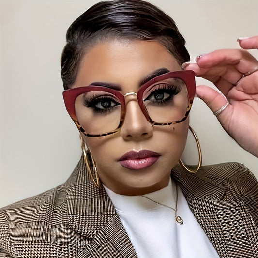 Cat Eye Clear Lens Glasses For Women Men Mod Block Rivet