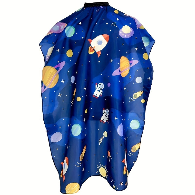 Cartoon Space Pattern Barber Cape Water Resistant Cloth Easy Clean Unisex