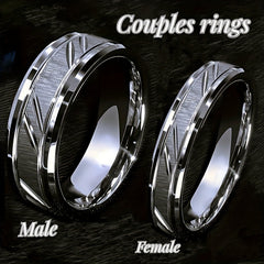 6 8MM Stainless Steel Couple Ring for Proposal Engagement Wedding Band
