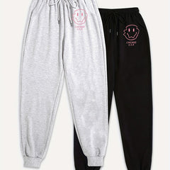 2 Pack Women's Plus Graphic Print Joggers Set