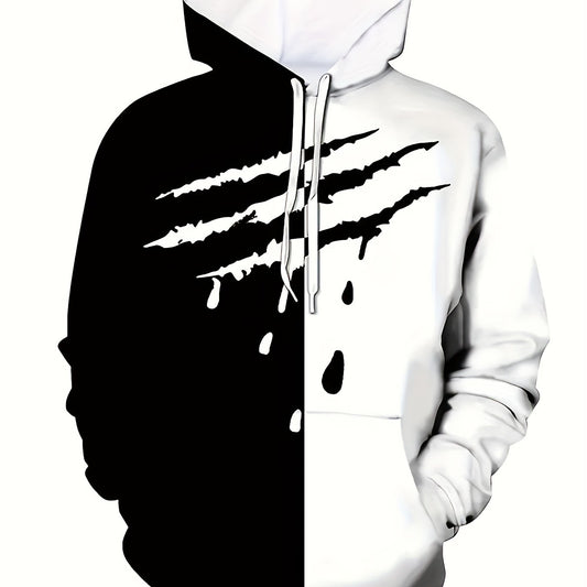 Scratches Print Block Hoodie For Men