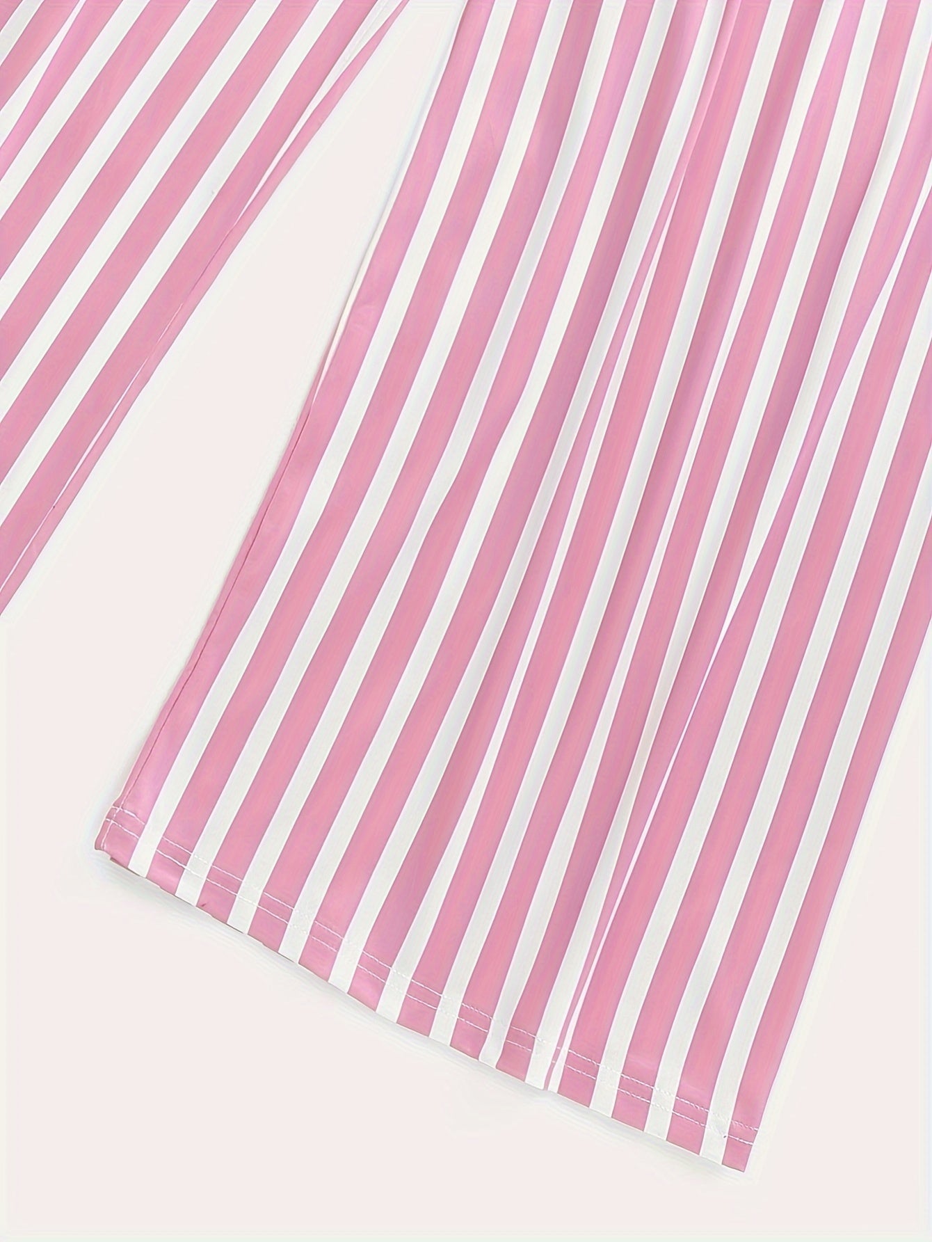  Striped Pattern Pajamas Set Short Sleeve Top & Pants 2 Piece