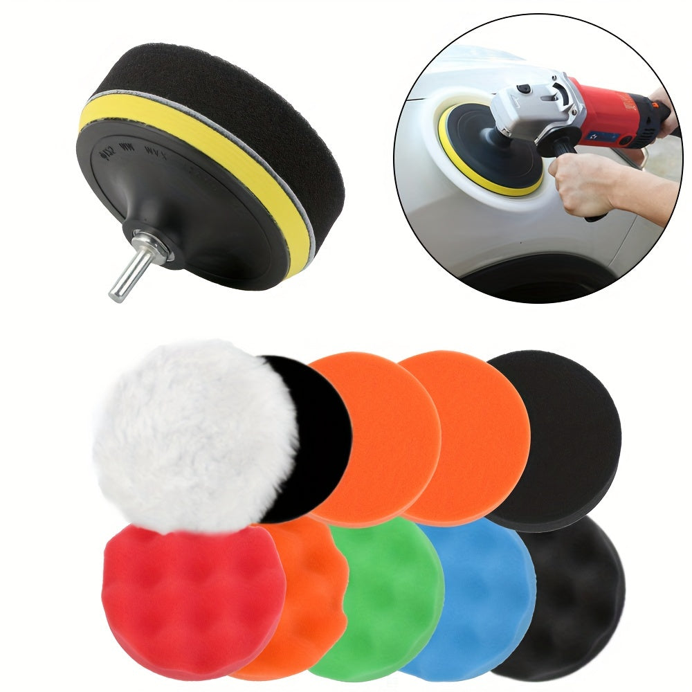 12pcs 125mm Sponge Car Polisher Waxing Pads Buffing Kit