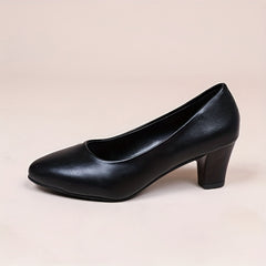 Women's Chunky Heel Court Pumps Pointed Toe Slip-On Office Business Heels
