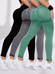 Solid Butt Lifting High Elastic Yoga Leggings Soft Workout Pants