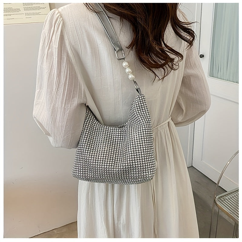Rhinestone Crossbody Bag All Over Rhinestone Shoulder Bag Stylish Underarm Purse