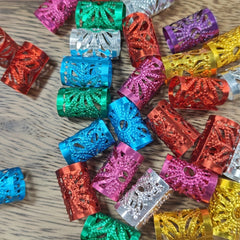 30pcs Dreadlocks Rings Hair Beads Accessories Adjustable Golden Silvery Colorful