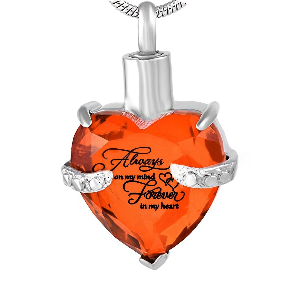 Heart Cremation Urn Necklace For Ashes - Memorial Pendant With Fill Kit