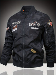 Embroidered Men's Slim Fit Sports Jacket Windproof Motorcycle Jacket