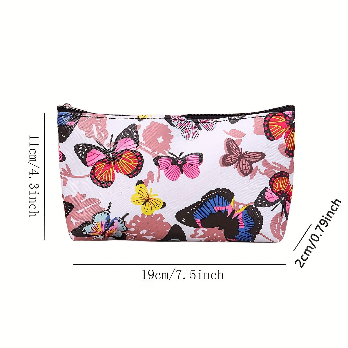 Flower Butterfly Print Cosmetic Bag Travel Storage Pouch