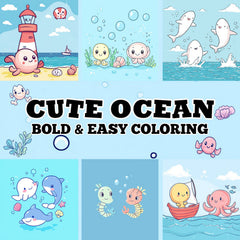 LSH Upgraded Deluxe Edition Thickened Paper 22 Pages Ocean Coloring Book