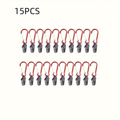 15pcs Windproof Tent Awning Clamps With Carabiner Hook for Outdoor Camping