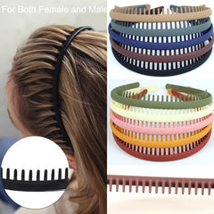 2pcs Morandi Plastic Headbands With Teeth Comb Skinny Hair Bands