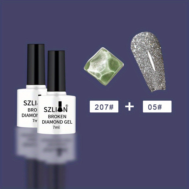 Reflective Glitter Gel Nail Polish Set - Shining Broken Diamond Gel Polish