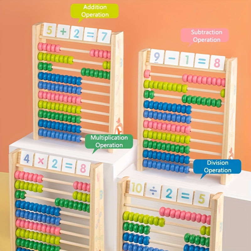 Solid Wood Abacus Frame with Colorful Beads Educational Toy