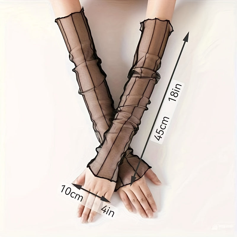 Summer Sunscreen Gloves Mesh Breathable Solid Decorative Gloves Women