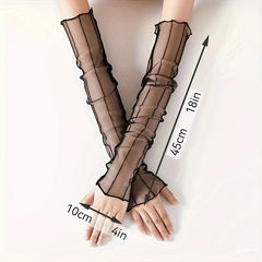 Summer Sunscreen Gloves Mesh Breathable Solid Decorative Gloves Women