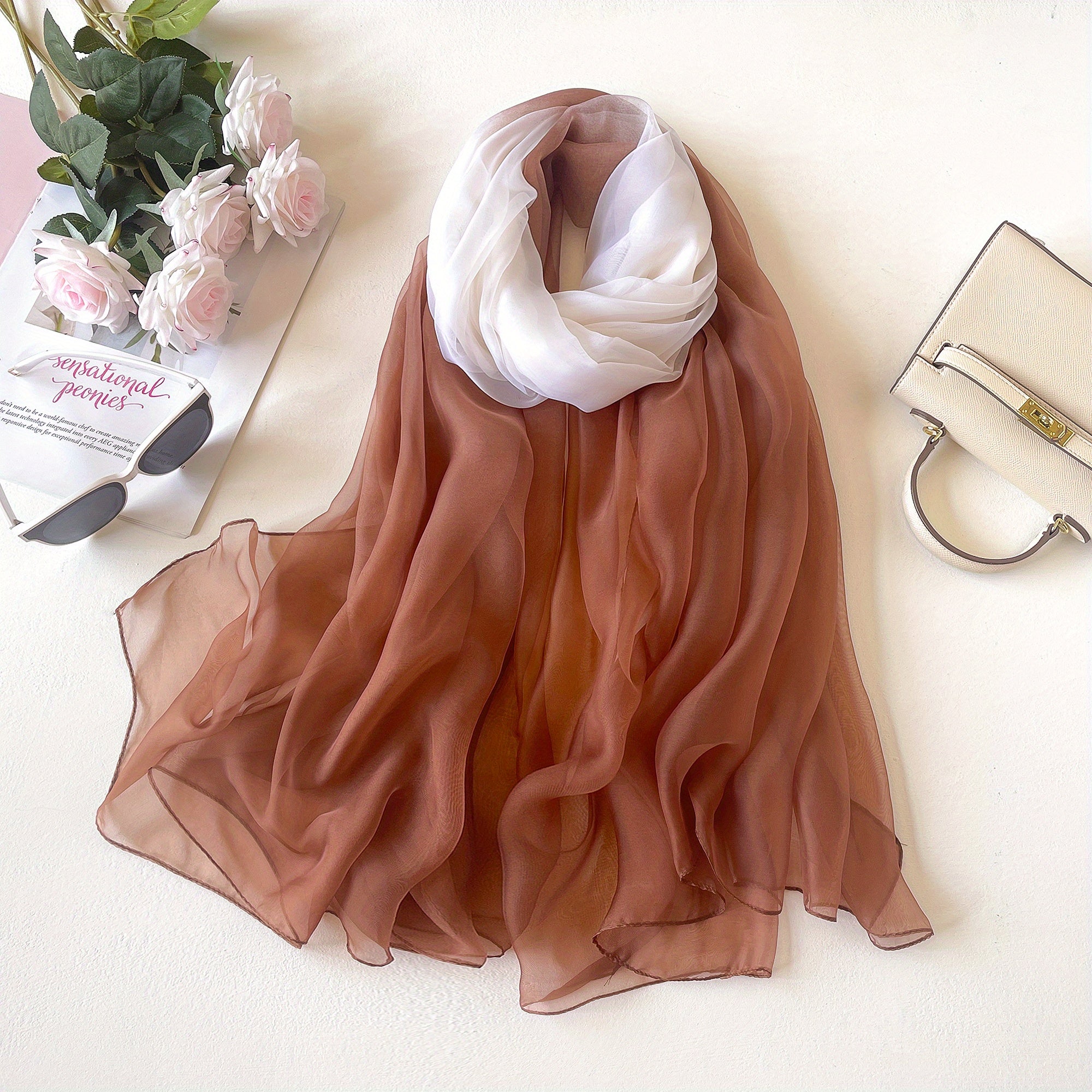 Gradient Scarf Lightweight Long Shawl Wrap Sunscreen Windproof