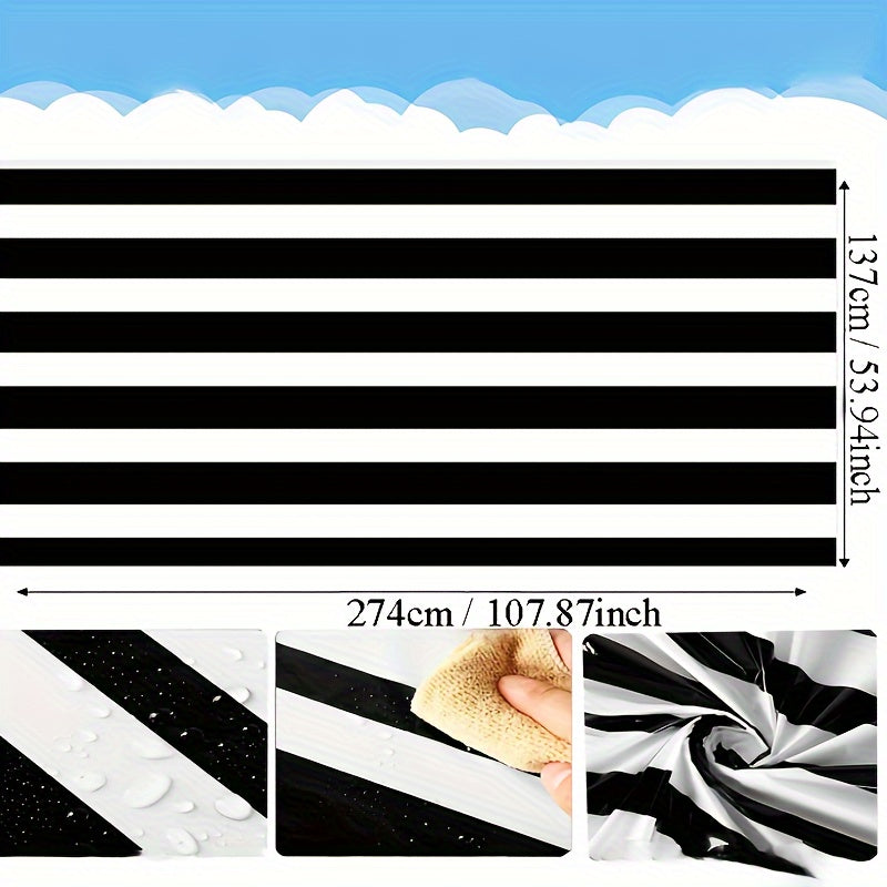 3pcs Waterproof Striped Tablecloth for Dining Camping Picnic Decor