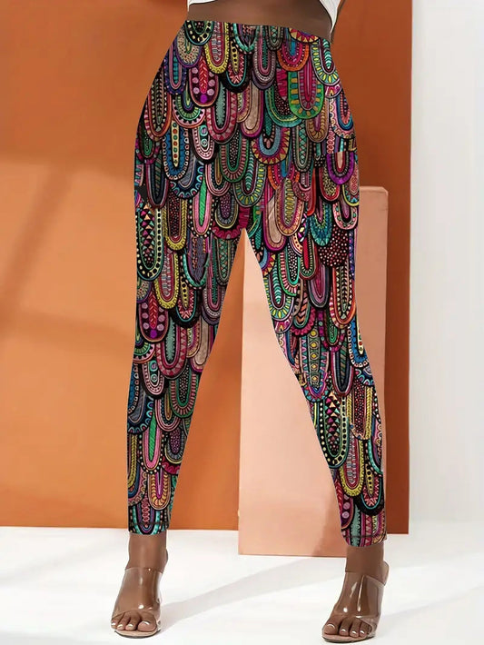  Paisley Print High Rise Boho Leggings