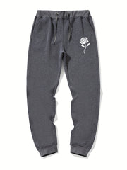 Rose Pattern Stretch Graphic Joggers Sweatpants for Men