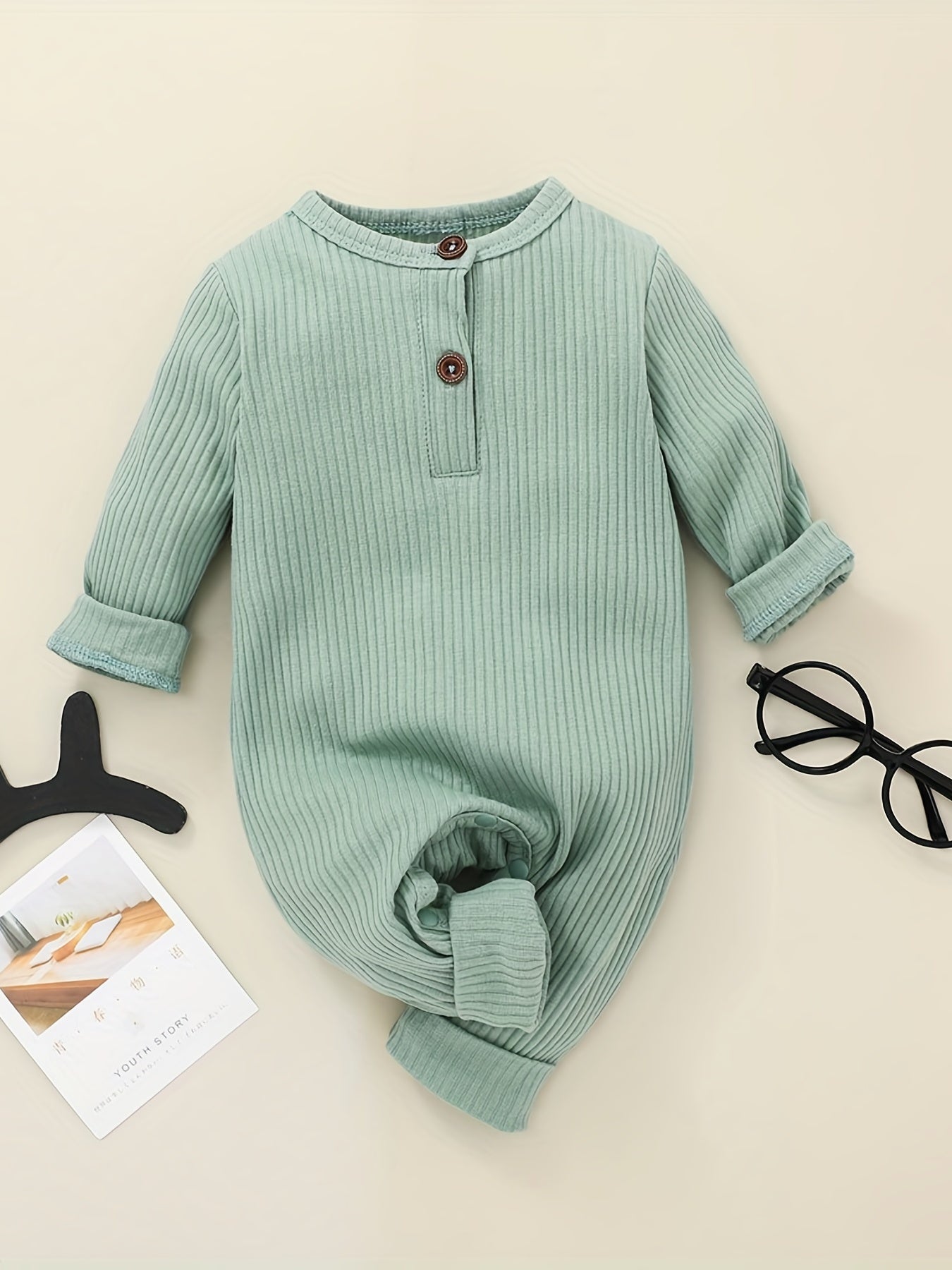 Newborn Boys Knitted Romper Casual Thermal Long Sleeve Jumpsuit Dark Brown