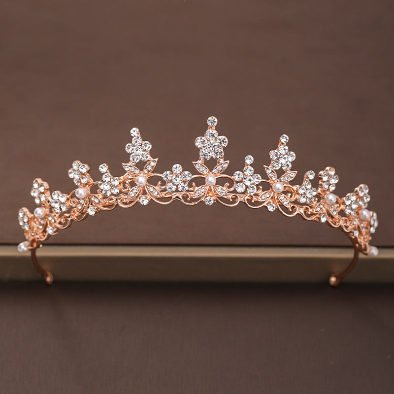 Vintage Golden Bride Queen Crown Princess Headwear Rhinestone Headband