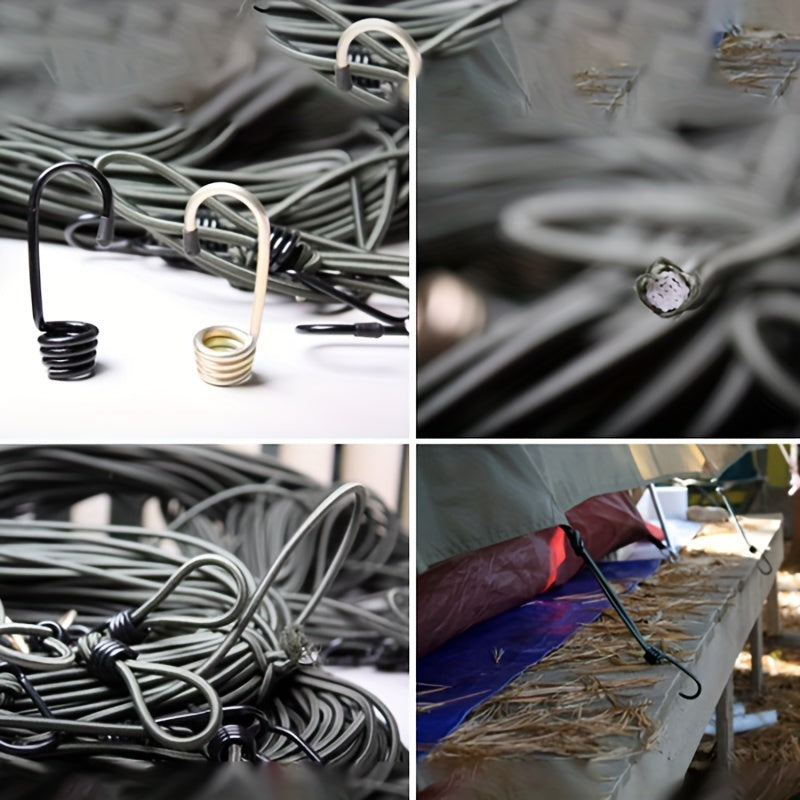 1pc Outdoor Camping Tent Elastic Rope With Hook Fixed Rope Hook Random