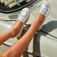 Women's Sequins Flat Shoes Slip On Lightweight Loafers