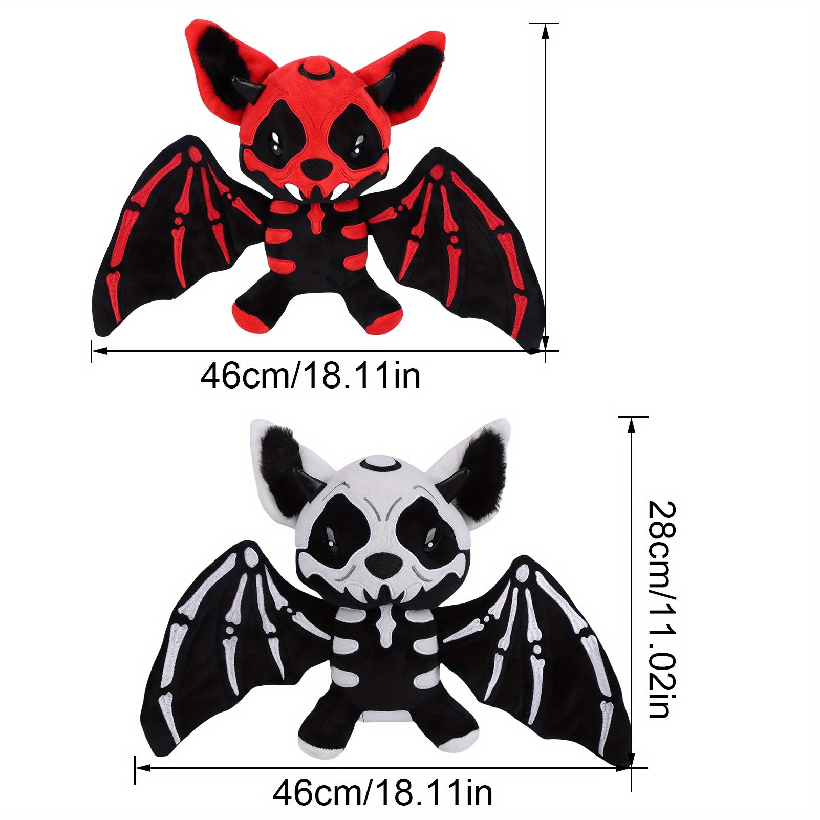 11in Skeleton Halloween Bat Plush Toy Soft Stuffed Animal Doll