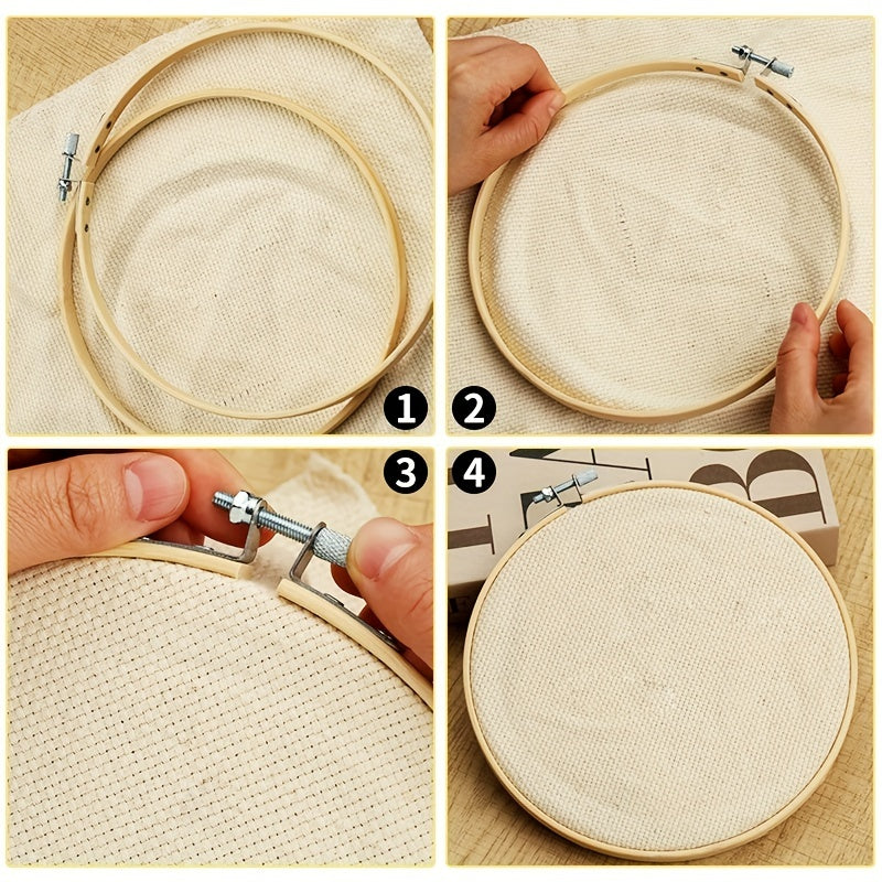 6pcs Bamboo Embroidery Hoop Set 10-25.4 cm for Cross Stitch Sewing