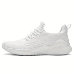 Men's Solid Running Shoes Breathable Woven Knit Sneakers