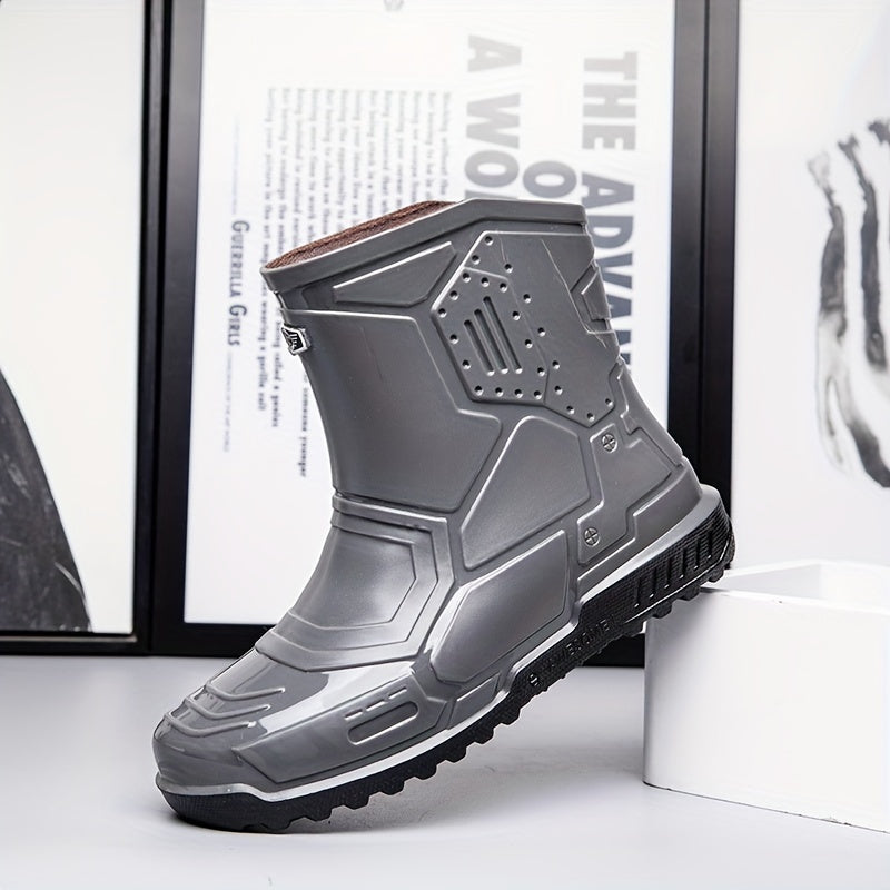 Women's Gray Rain Boots Anti-skid Waterproof Slip On Shoes