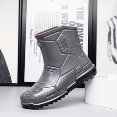 Women's Gray Rain Boots Anti-skid Waterproof Slip On Shoes