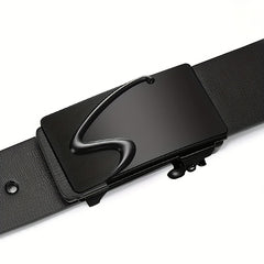 Men's Smooth Buckle PU Leather Belt for Business Travel