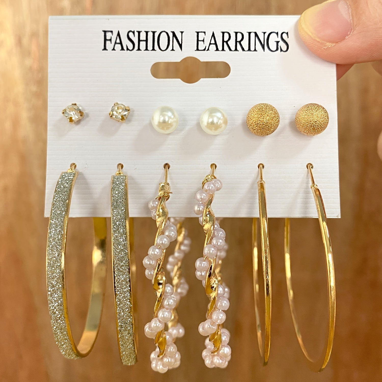 Vintage Rhinestone Stud Earrings Set for Women