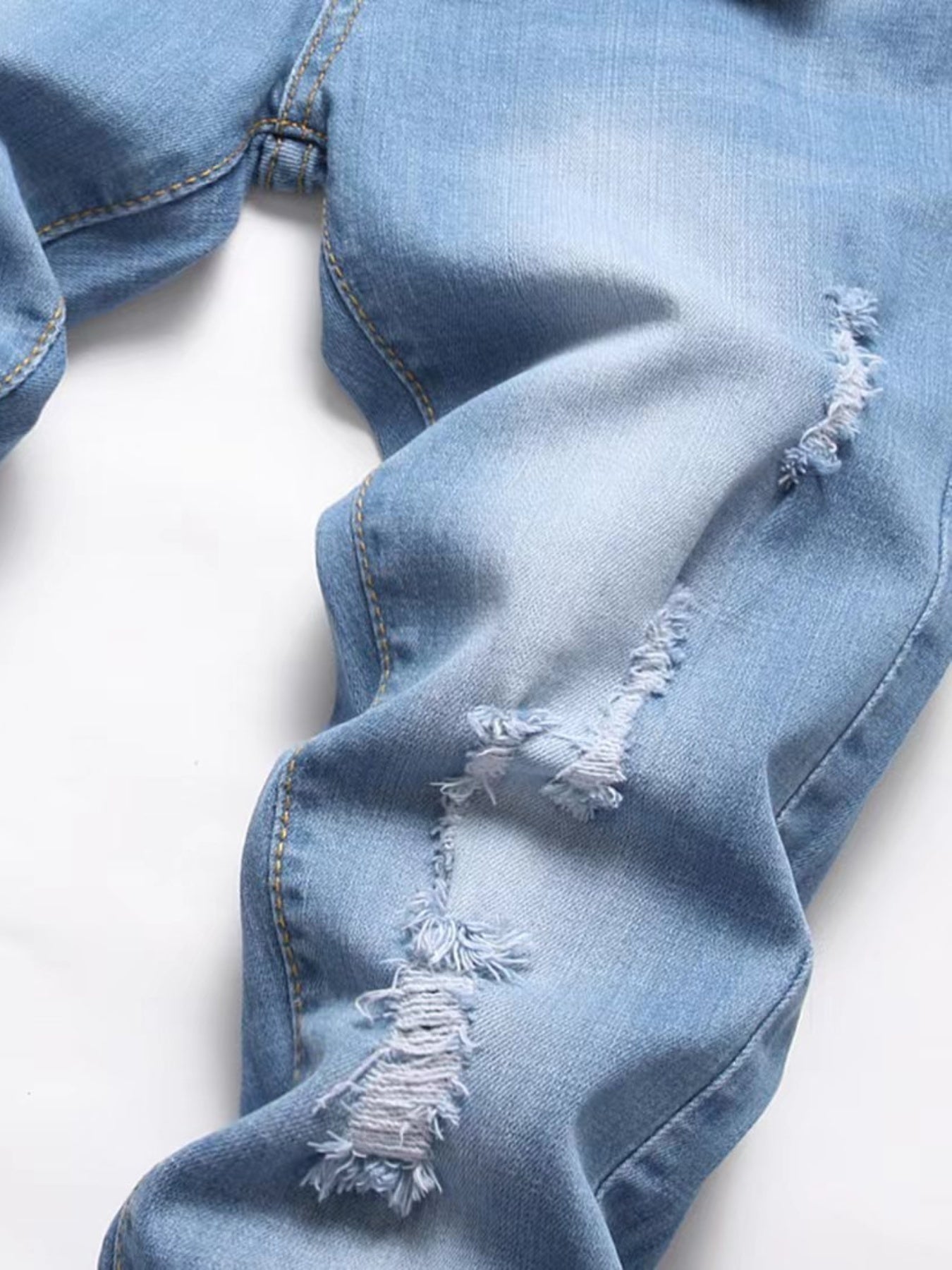 Boys Ripped Denim Jeans Long Straight Pants
