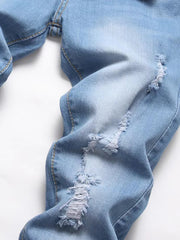 Boys Ripped Denim Jeans Long Straight Pants