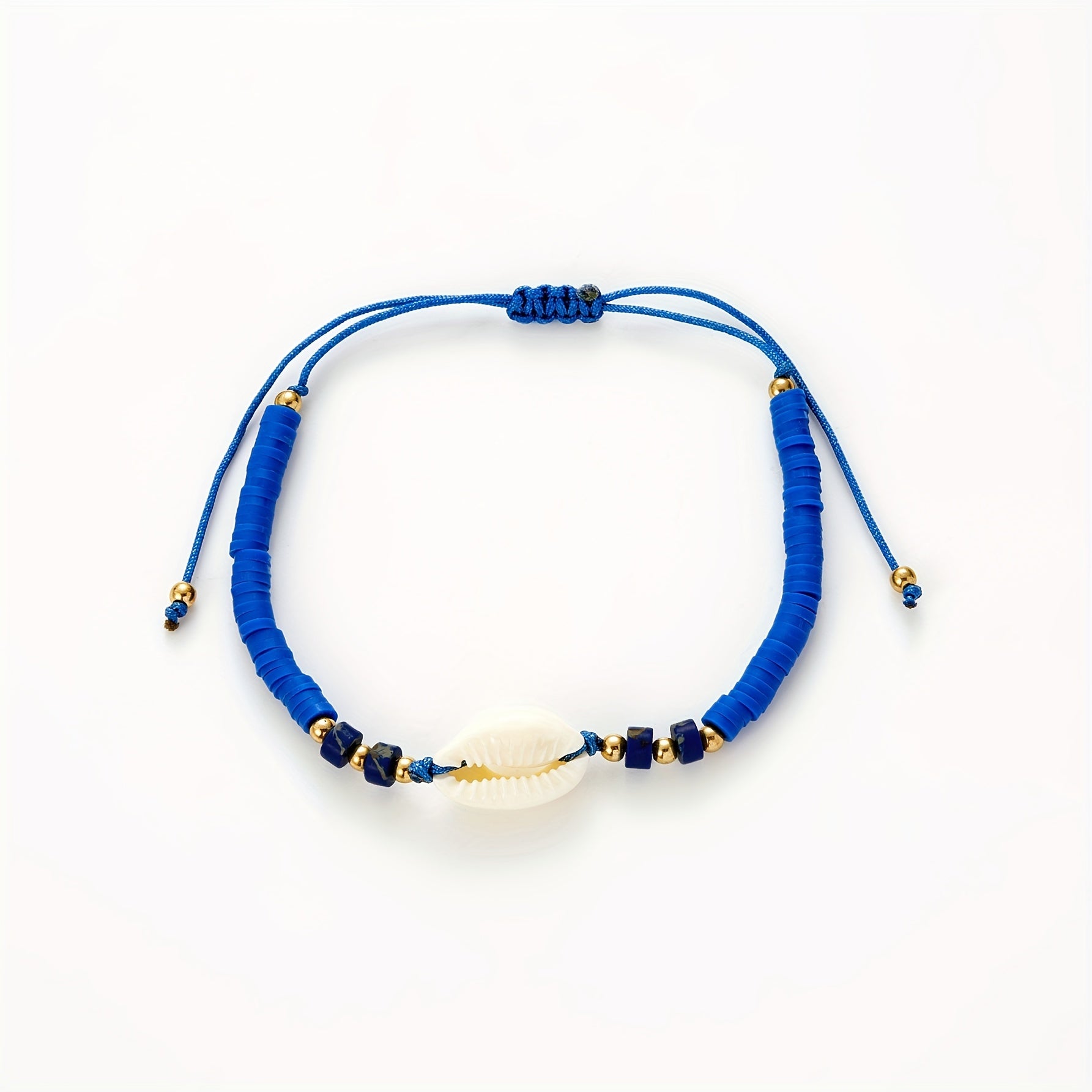 Hot Ocean Style Shell Gemstone Silicone Beaded Bracelet Hand Woven Adjustable