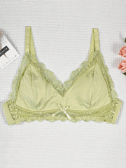 Plus Size Satin Lace Wireless Bralette