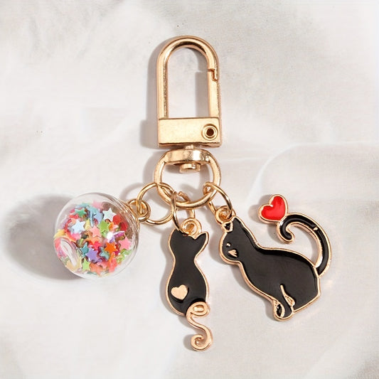 Cartoon Cat Keychain Animal Key Ring Purse Handbag Car Charm Phone Pendant Gift
