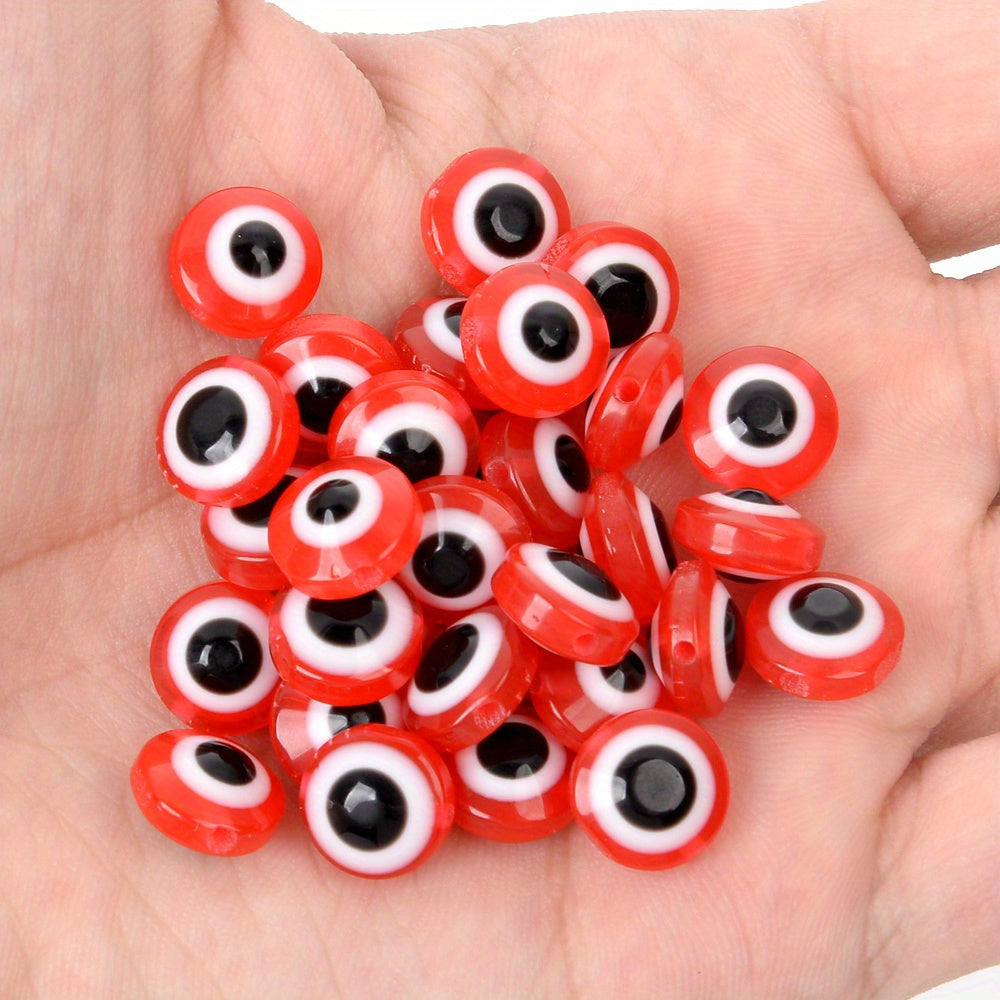 50-100pcs Evil Eye Beads Oval Spacer Resin DIY Charms for Jewelry Making