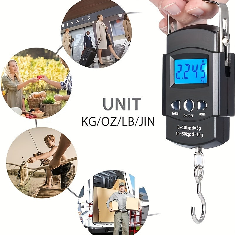 Portable Electronic Fish Scales Hanging Scale with Measuring Tape