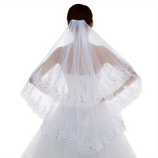 Lace Edge Bridal Veil Wedding Hair Accessory