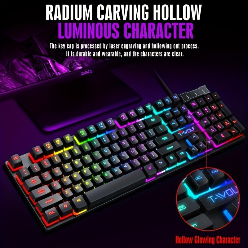 Gaming Mouse And Keyboard Set USB Wired Light Up For Gamer