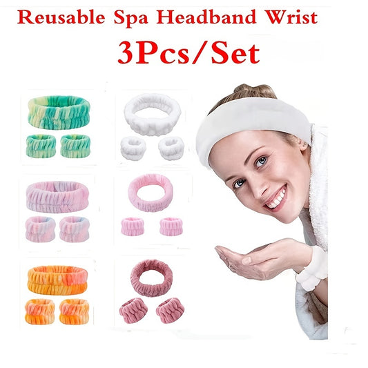 3pcs Flannel Headband Hair Scrunchies Set for Women, Girls