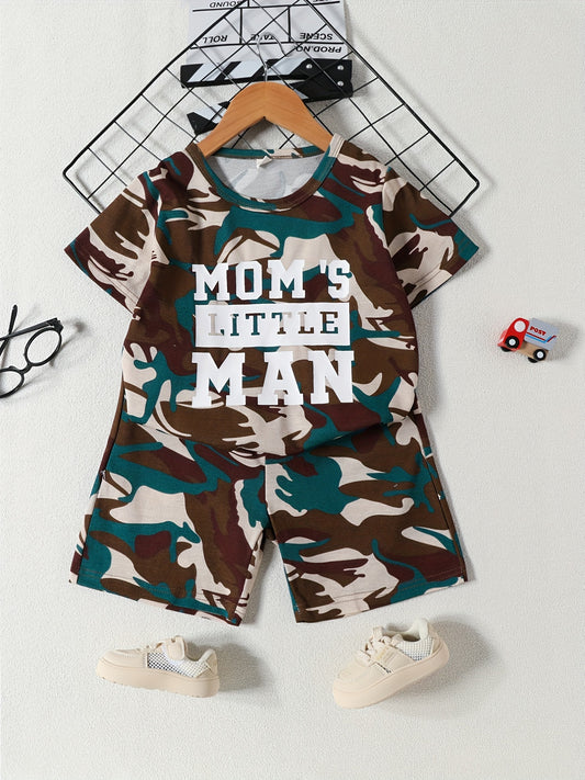 Boys Camo Print T-shirt & Shorts Set
