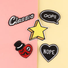 5pcs Girls Star Letter Embroidered Badge DIY Decorative Accessories for Clothes