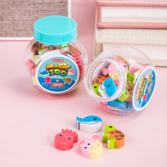20pcs Animal Eraser Bucket - Assorted Animal Shaped Erasers
